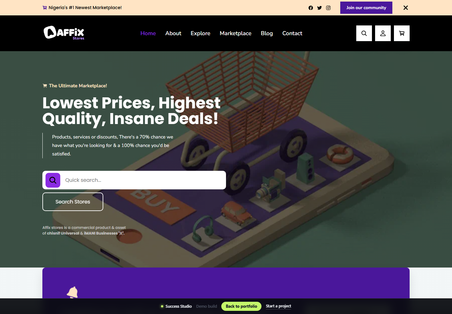 Affix Stores multi category marketplace homepage